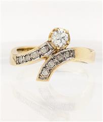 Lady's Diamond Fashion Ring 9 Diamonds .28 Carat T.W. 14K Yellow Gold 3.71g